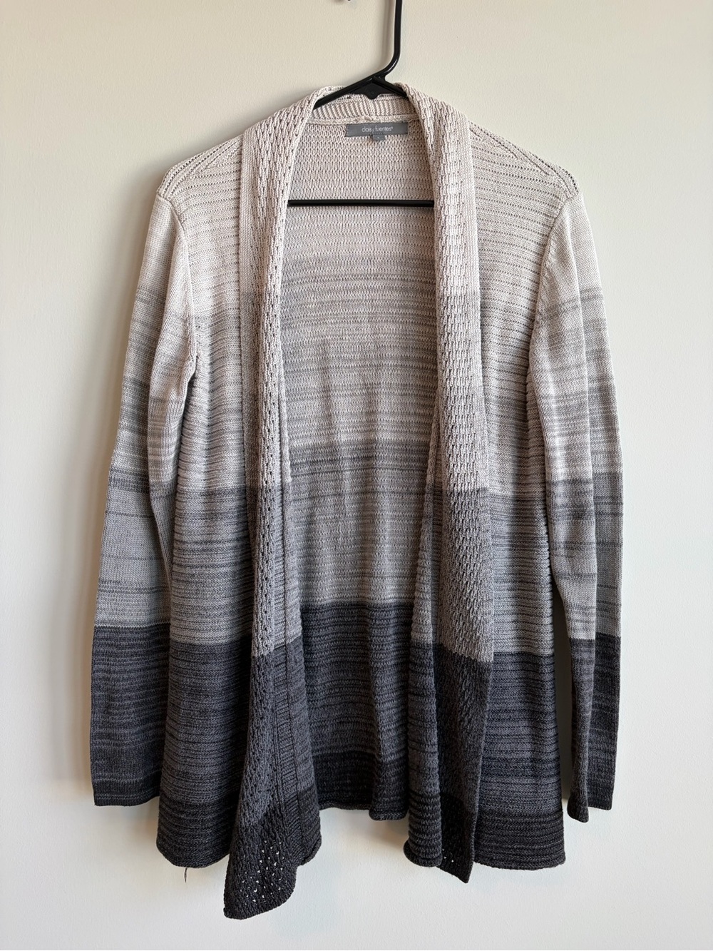 Daisy Fuentes Gradient Ombre Open-Front Cardigan - Gray Large